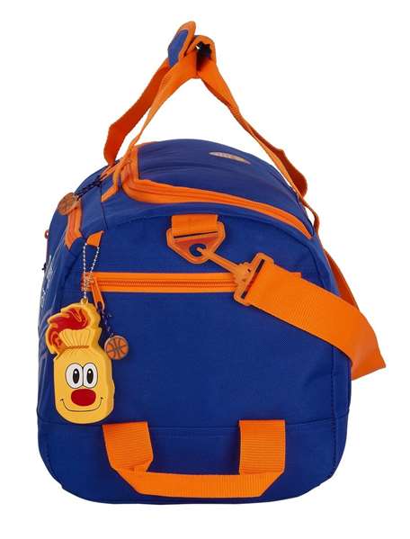 Safta Bolsa deporte - Sac de sport de basket Valencia - Polyester 600D - 50x25x25 cm - Couleurs Bleu et Orange - Enfants 3 ans