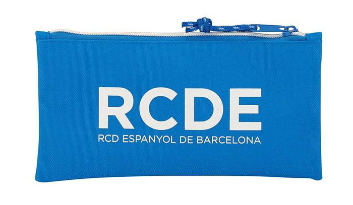 Safta Portatodo Dos Cre. Rcd Espanyol, Porte-tout 2 compartiments en polyester 600D, Langue espagnole, 22x11 cm, Blanc et Bleu, Enfant 3 ans