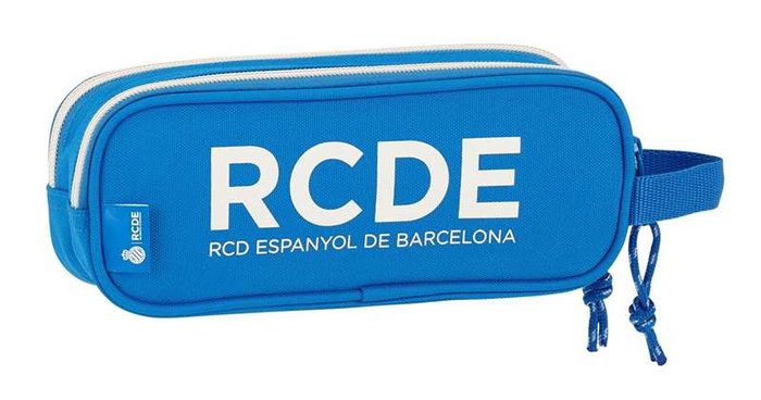 Safta Portatodo Doble Rcd Espanyol - Coffret à jouets double compartiment pour 3 ans, polyester 600D, dimensions 21 x 8 x 6 cm (Blanc et Bleu)