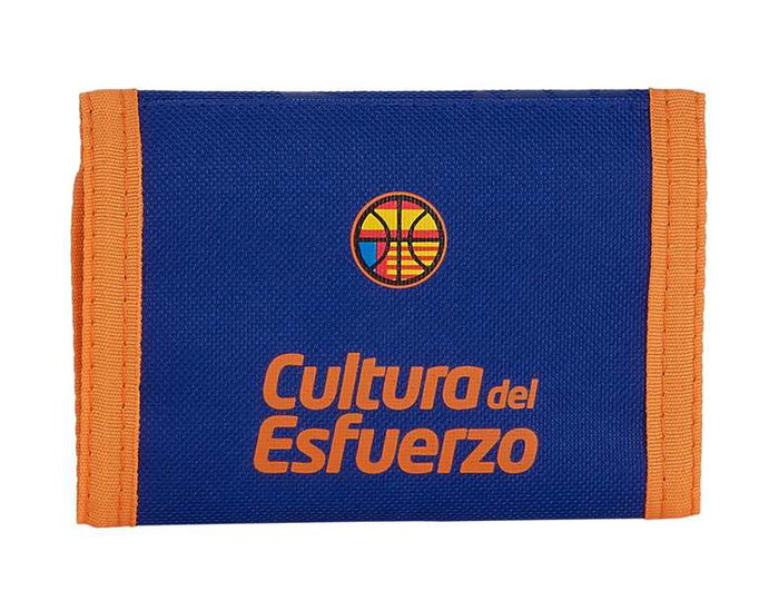 Safta Billetera Valencia Basket Portefeuille enfant 12.5 x 9.5 cm Polyester 600D Bleu et Orange, Langue Espagnol