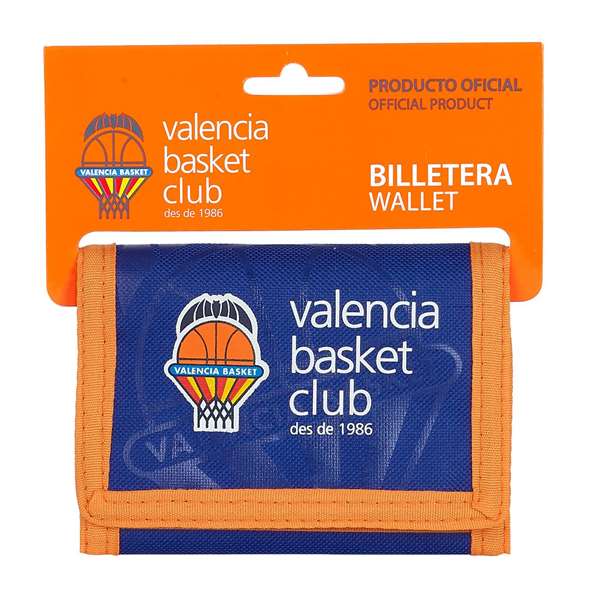 Safta Billetera Valencia Basket Portefeuille enfant 12.5 x 9.5 cm Polyester 600D Bleu et Orange, Langue Espagnol