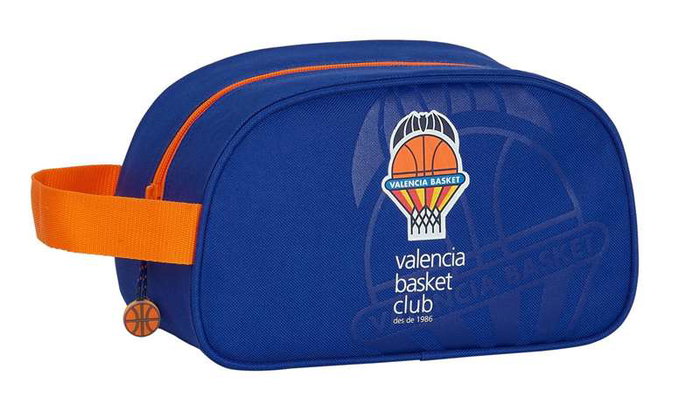 Safta Nécessaire de voyage avec anse et sangle adaptable pour chariot Valencia Basket - 26 x 15 x 12 cm, Polyester 600D, Couleurs bleu et orange