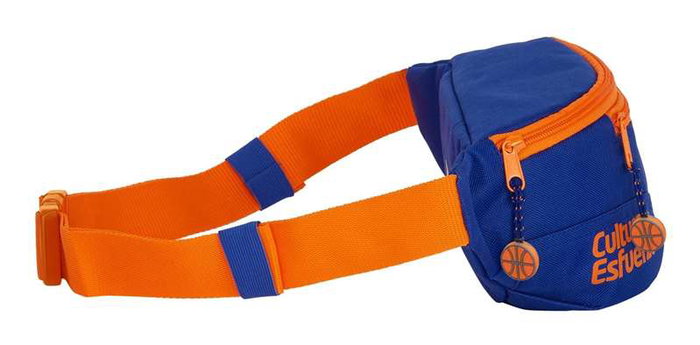 Safta Riñonera Valencia Basket 23x12x9cm - Sac banane enfant et adulte en polyester 600D - Couleurs: bleu et orange
