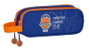 Safta Portatodo Doble Valencia Basket 21x8x6cm - Porte-tout double, polyamide 600D pour enfants, 3 ans, bleu et orange