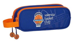 Safta Portatodo Doble Valencia Basket 21x8x6cm - Porte-tout double, polyamide 600D pour enfants, 3 ans, bleu et orange
