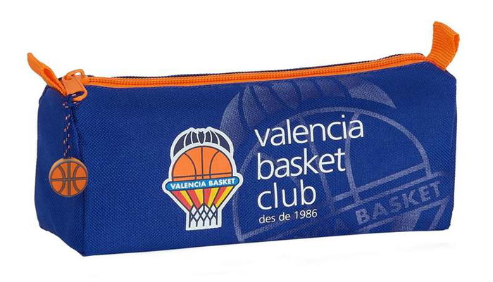 Safta Portatodo Valencia Basket, Sac de Sport Enfant 21 * 8 * 7 cm en Polyester 600D, Couleurs Bleu et Orange, Âge Recommandé 3 Ans