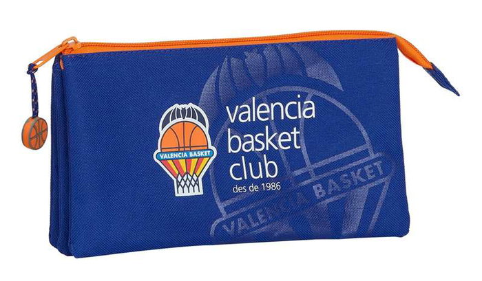 Safta Triple Valencia Basket - Porte-tout enfant triple en polyester 600D 22x12x3 cm - Bleu et orange
