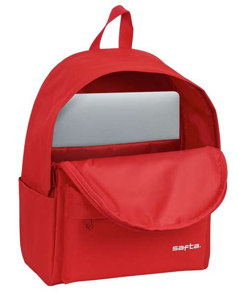 Safta Sac à dos pour ordinateur portable 14,1 pouces, couleur rouge, design envoyé aléatoirement, en polyester 600D