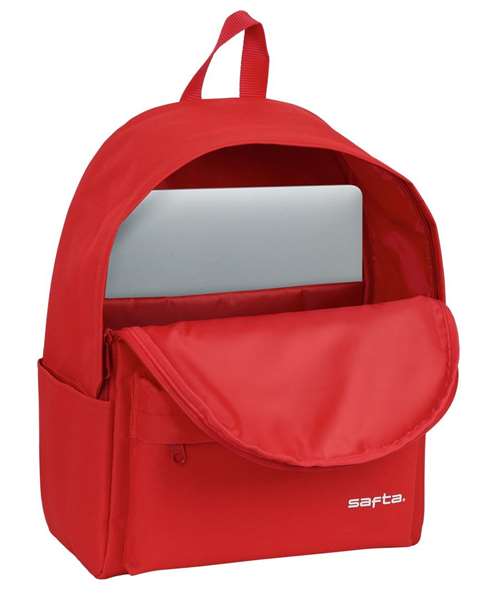 Safta Sac à dos pour ordinateur portable 14,1 pouces, couleur rouge, design envoyé aléatoirement, en polyester 600D