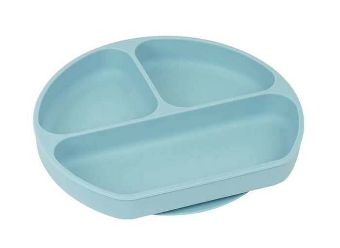 Safta - Assiette en silicone avec ventouse motif ours bleu clair - Pour bébé de 6 mois à 99 ans