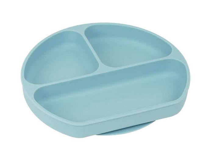 Safta - Assiette en silicone avec ventouse motif ours bleu clair - Pour bébé de 6 mois à 99 ans