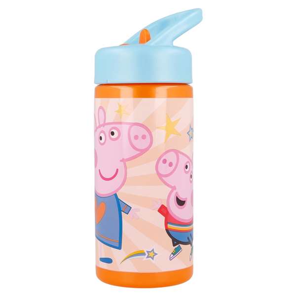 Safta Botella 410 ml Peppa Pig Having Fun - Gourde Isotherme 410 ml pour Enfant 3 ans, Motif Peppa Pig S'amuse, Polyester 300D, Rose Clair