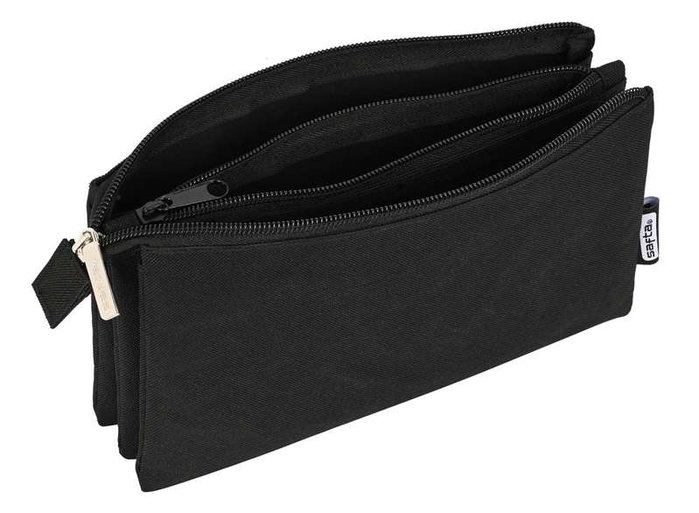 Safta Trousse triple pour crayons noir - 22 x 12 x 3 cm - Polyester 300D - Âge recommandé : 3 ans Safta Trousse triple pour crayons noir - 22 x 12 x 3 cm - Polyester 300D - Âge recommandé : 3 ans