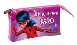 Safta Portatodo Triple Ladybug Boite de rangement triple pour enfant, motif coccinelle, 22 x 12 x 3 cm, Polyester, Fuschia