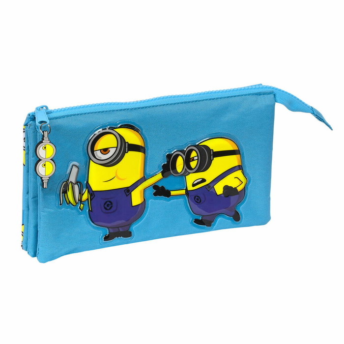 Trousse Fourre-Tout Triple Minions Minionstatic Bleu (22 x 12 x 3 cm) Trousse Fourre-Tout Triple Minions Minionstatic Bleu (22 x 12 x 3 cm)