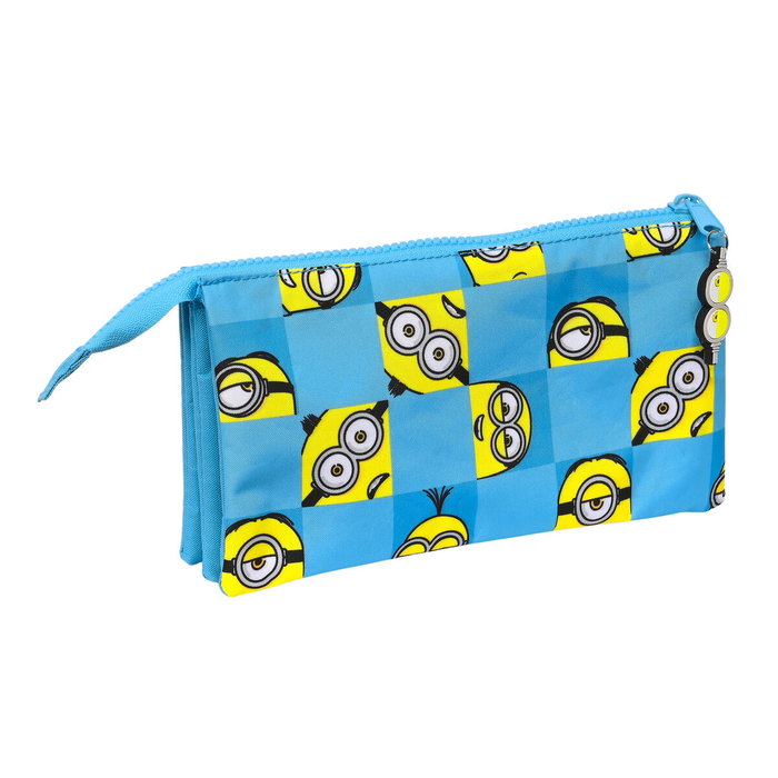 Trousse Fourre-Tout Triple Minions Minionstatic Bleu (22 x 12 x 3 cm) Trousse Fourre-Tout Triple Minions Minionstatic Bleu (22 x 12 x 3 cm)