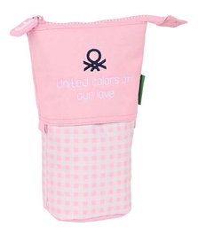 Benetton Portatout gobelet Vichy en polyester 300D - Couleur rose clair - Dimensions 8x19x6 cm - À partir de 3 ans
