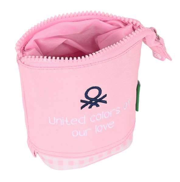 Benetton Portatout gobelet Vichy en polyester 300D - Couleur rose clair - Dimensions 8x19x6 cm - À partir de 3 ans