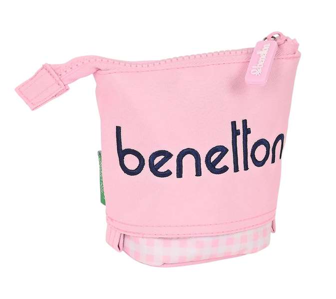 Benetton Portatout gobelet Vichy en polyester 300D - Couleur rose clair - Dimensions 8x19x6 cm - À partir de 3 ans