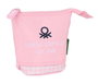 Benetton Portatout gobelet Vichy en polyester 300D - Couleur rose clair - Dimensions 8x19x6 cm - À partir de 3 ans