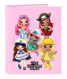 Safta Carpeta Folio 4 Ani.Mixtas Nanana "Sparkles" - Pochette 4 anneaux mixtes brillante 26.5x33x4cm - Age recommandé 3 ans - Polyester 600D et paillettes - Couleur rose clair
