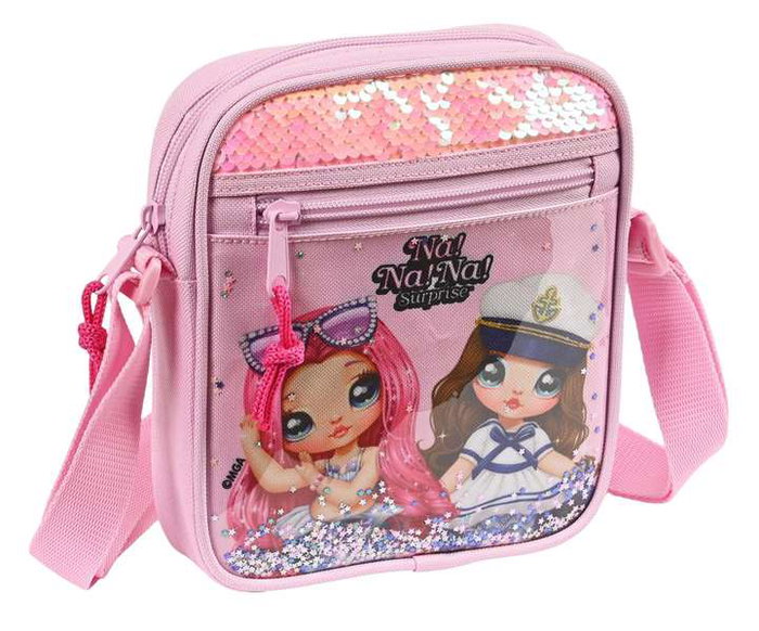 Safta Sac bandoulière pour enfant Nanana Sparkles 16x18x4 cm en polyester 600D à paillettes - Rose clair - À partir de 3 ans Safta Sac bandoulière pour enfant Nanana Sparkles 16x18x4 cm en polyester 600D à paillettes - Rose clair - À partir de 3 ans