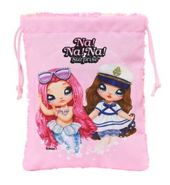 Safta Sac à collation nanana "Sparkles" 20 x 25 cm pour enfant, rose clair, polyester 600D avec paillettes, REACH, à partir de 3 ans