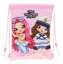 Safta Sac plat junior Nanana "Sparkles" 26 x 34 x 1 cm - Polyester 600D avec paillettes - Age minimum recommandé : 3 ans - Rose clair