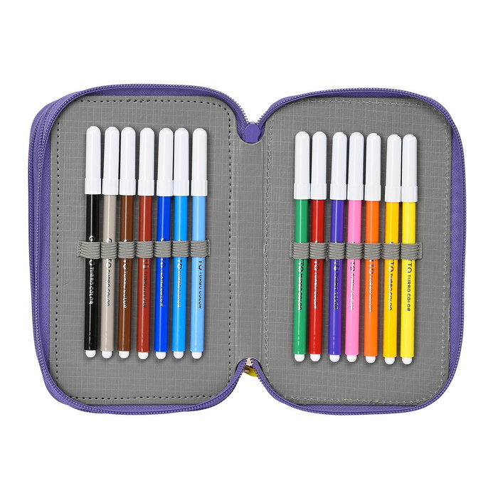 SAFTA Plumier Triple SuperThings Guardians of Kazoom Morado Amarillo 36 Pièces