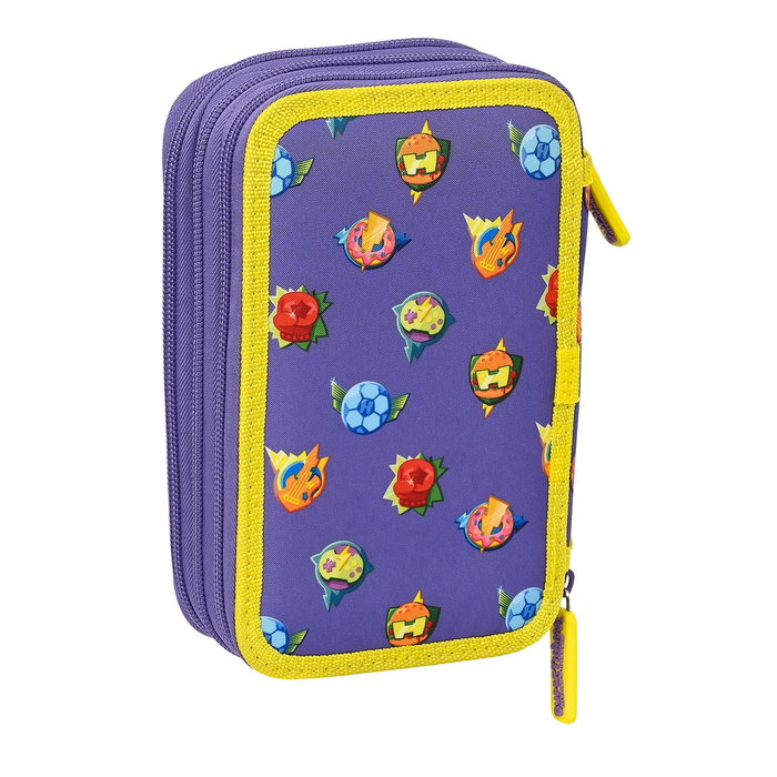 SAFTA Plumier Triple SuperThings Guardians of Kazoom Morado Amarillo 36 Pièces