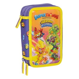 SAFTA Trousse Triple SuperThings Guardians of Kazoom Violette et Jaune (36 Pièces) đemant avec 36 pièces