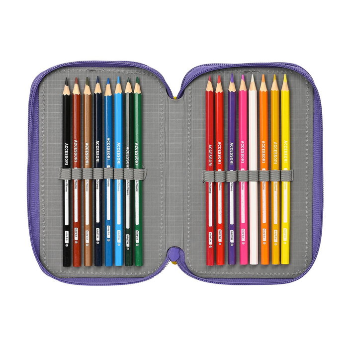 SAFTA Plumier Triple SuperThings Guardians of Kazoom Morado Amarillo 36 Pièces