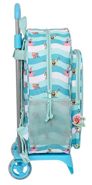 Safta Moch 180+carro 905 Sac à dos Bob Esponja "Stay Positive" 33 x 42 x 14 cm - Polyester 300D - Bleu et blanc - Âge recommandé 3 ans