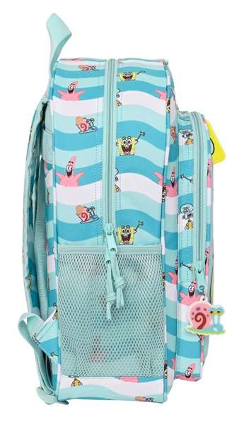 Safta Mochila Junior Adapt.Carro Bob Esponja "Stay Positive" Sac à dos pour enfant avec bandoulière amovible - 32 x 38 x 12 cm - 300D Polyester - Dès 3 ans