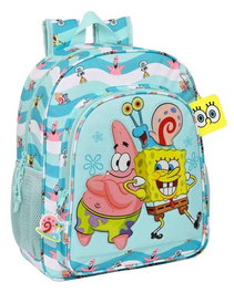 Safta Mochila Junior Adapt.Carro Bob Esponja "Stay Positive" Sac à dos pour enfant avec bandoulière amovible - 32 x 38 x 12 cm - 300D Polyester - Dès 3 ans