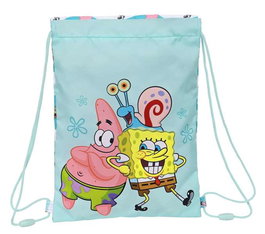 Safta Sac plat junior Bob Esponja "Stay Positive" 26x34x1 cm - Polyester 300D, pour 3 ans, bleu et blanc