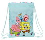 Safta Sac plat junior Bob Esponja "Stay Positive" 26x34x1 cm - Polyester 300D, pour 3 ans, bleu et blanc