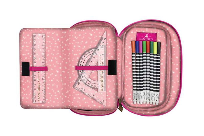 Safta Plumier dépliable 45 pièces Gorjuss Fairground Carousel avec motifs carrousel, 12.5 x 22 x 6 cm - Pour enfants dès 3 ans