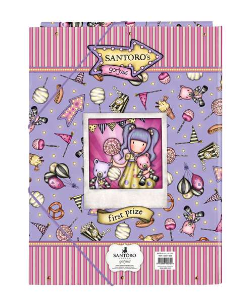 Safta Chemise à rabats 3 volets format A4 Gorjuss™ Fairground "First Prize" 26 x 33.5 x 2.5 cm en polyester - Lila - Recommandé à partir de 3 ans