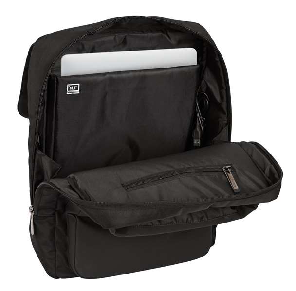 Safta Sac à dos pour ordinateur portable 13,3 pouces avec port USB et rabat, Business Noir, 29 x 39 x 12 cm
