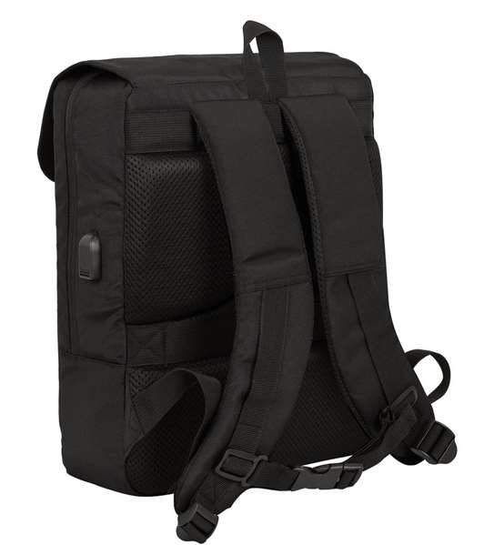 Safta Sac à dos pour ordinateur portable 13,3 pouces avec port USB et rabat, Business Noir, 29 x 39 x 12 cm