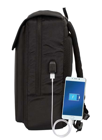 Safta Sac à dos pour ordinateur portable 13,3 pouces avec port USB et rabat, Business Noir, 29 x 39 x 12 cm