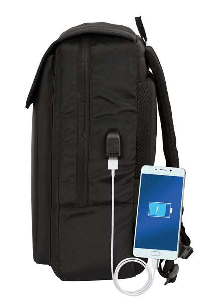 Safta Sac à dos pour ordinateur portable 13,3 pouces avec port USB et rabat, Business Noir, 29 x 39 x 12 cm