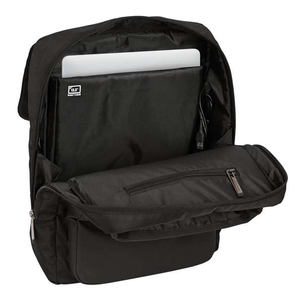 Safta Sac à dos pour ordinateur portable 13,3 pouces avec port USB et rabat, Business Noir, 29 x 39 x 12 cm
