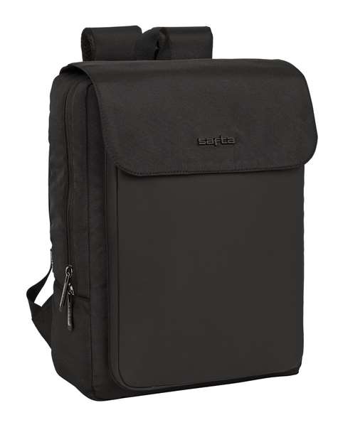Safta Sac à dos pour ordinateur portable 13,3 pouces avec port USB et rabat, Business Noir, 29 x 39 x 12 cm