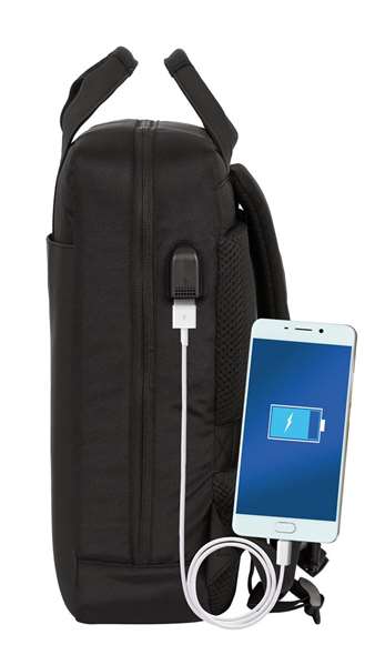 Safta Sac à dos pour ordinateur portable 13,3 pouces avec port de charge USB, Business Noir, 29 x 39 x 11 cm