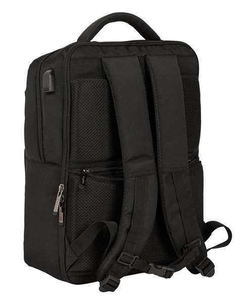 Safta Sac à dos portable 15,6 pouces avec chargeur USB, 2 compartiments, 31 x 44 x 13 cm, Noir