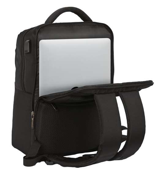 Safta Sac à dos portable 15,6 pouces avec chargeur USB, 2 compartiments, 31 x 44 x 13 cm, Noir