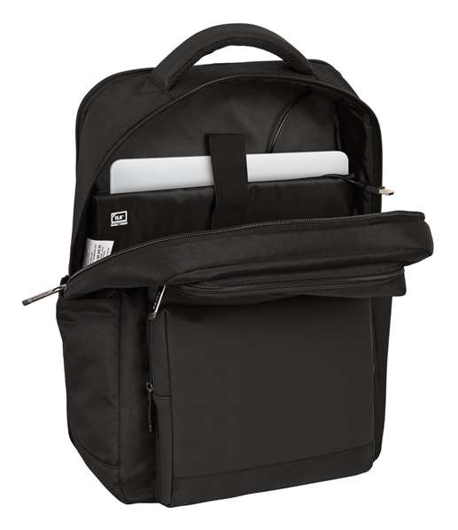 Safta Sac à dos portable 15,6 pouces avec chargeur USB, 2 compartiments, 31 x 44 x 13 cm, Noir