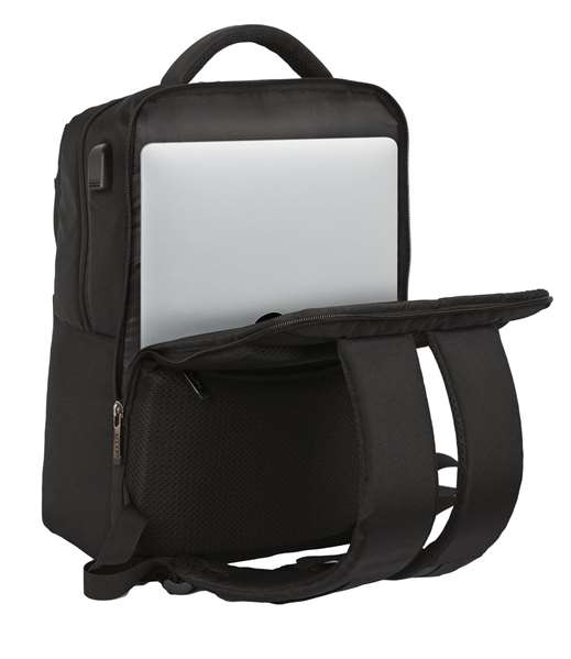 Safta Sac à dos portable 15,6 pouces avec chargeur USB, 2 compartiments, 31 x 44 x 13 cm, Noir
